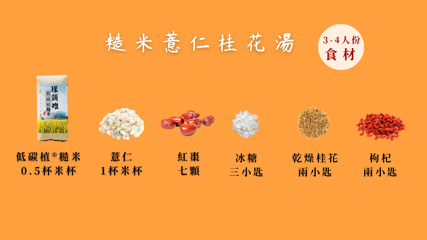 24節氣怎麼吃 清明篇 糙米薏仁桂花湯 食材