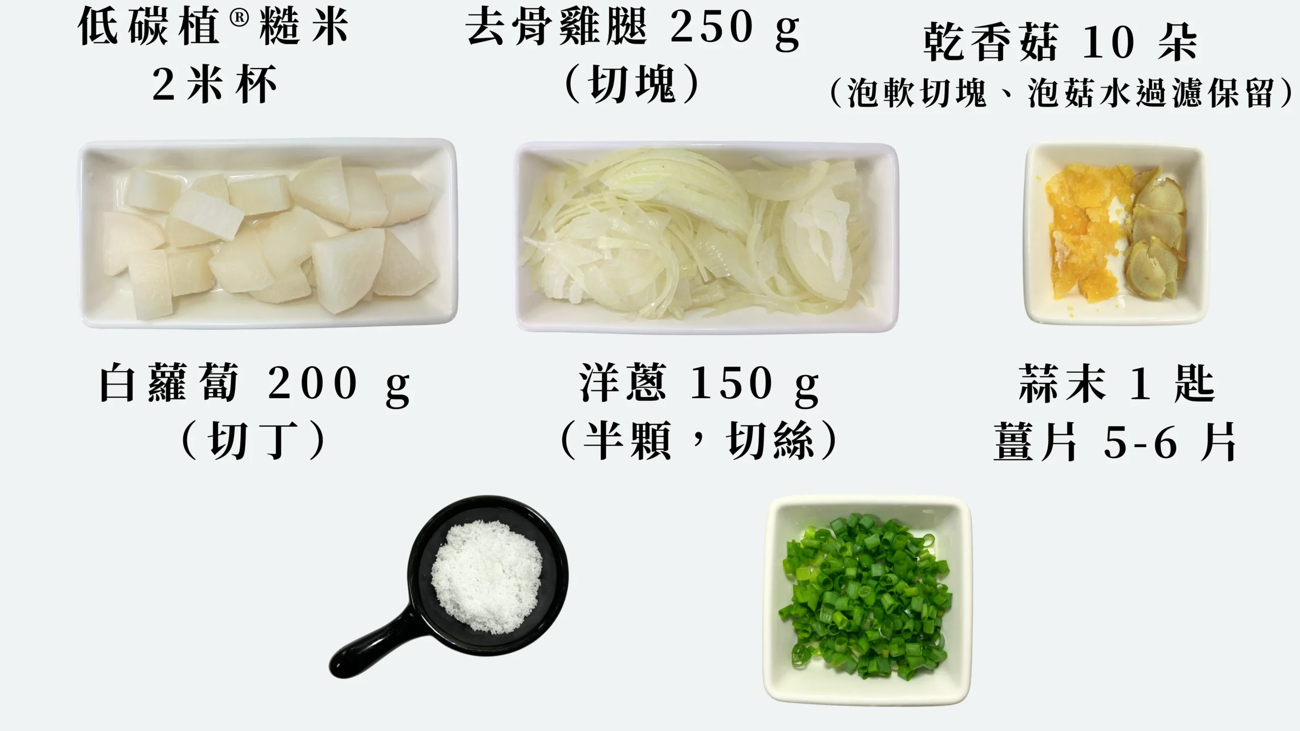 蘿蔔、洋蔥、蒜與薑等材料圖