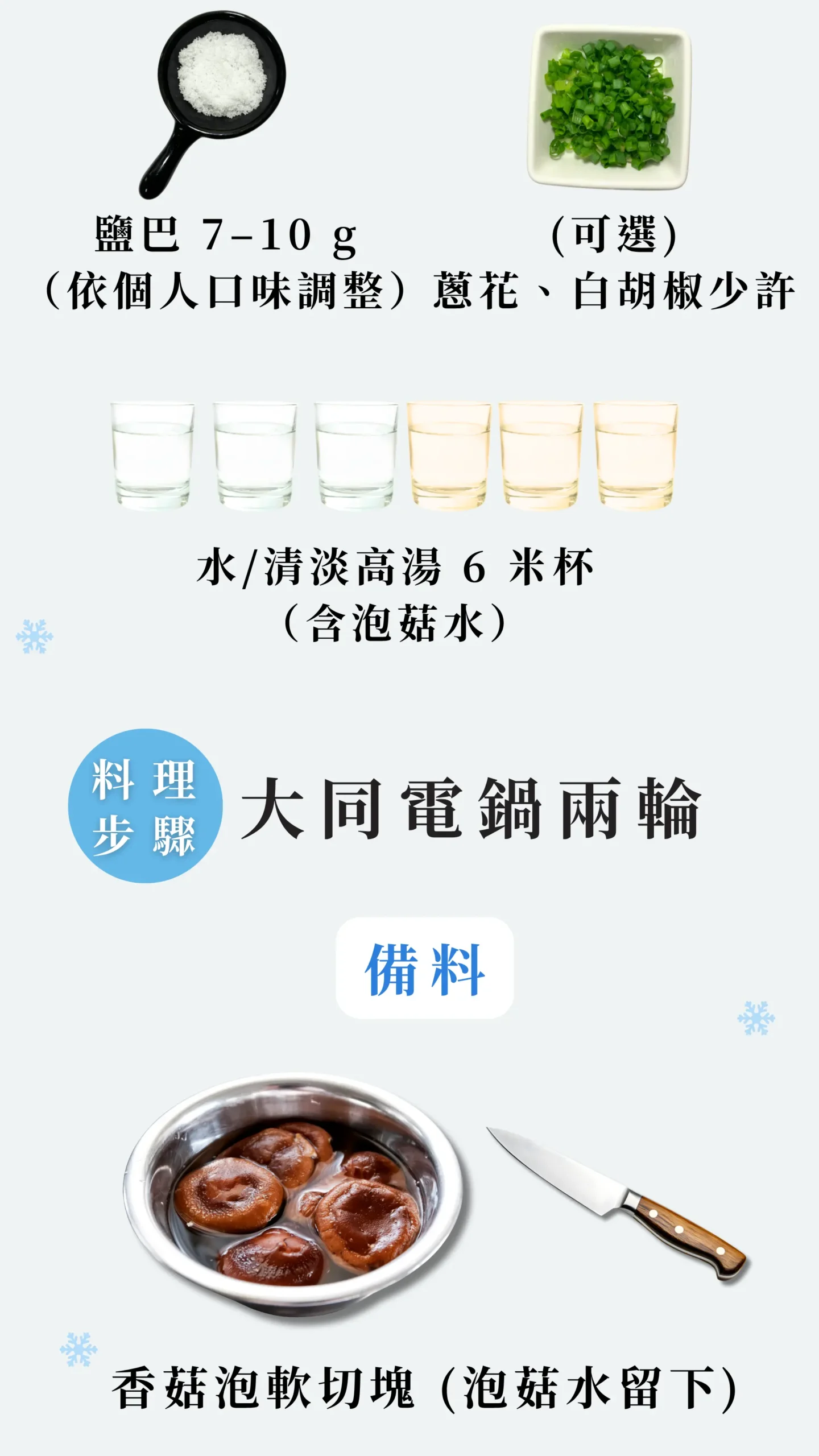 香菇雞元氣糙米粥電鍋料理步驟第一部分