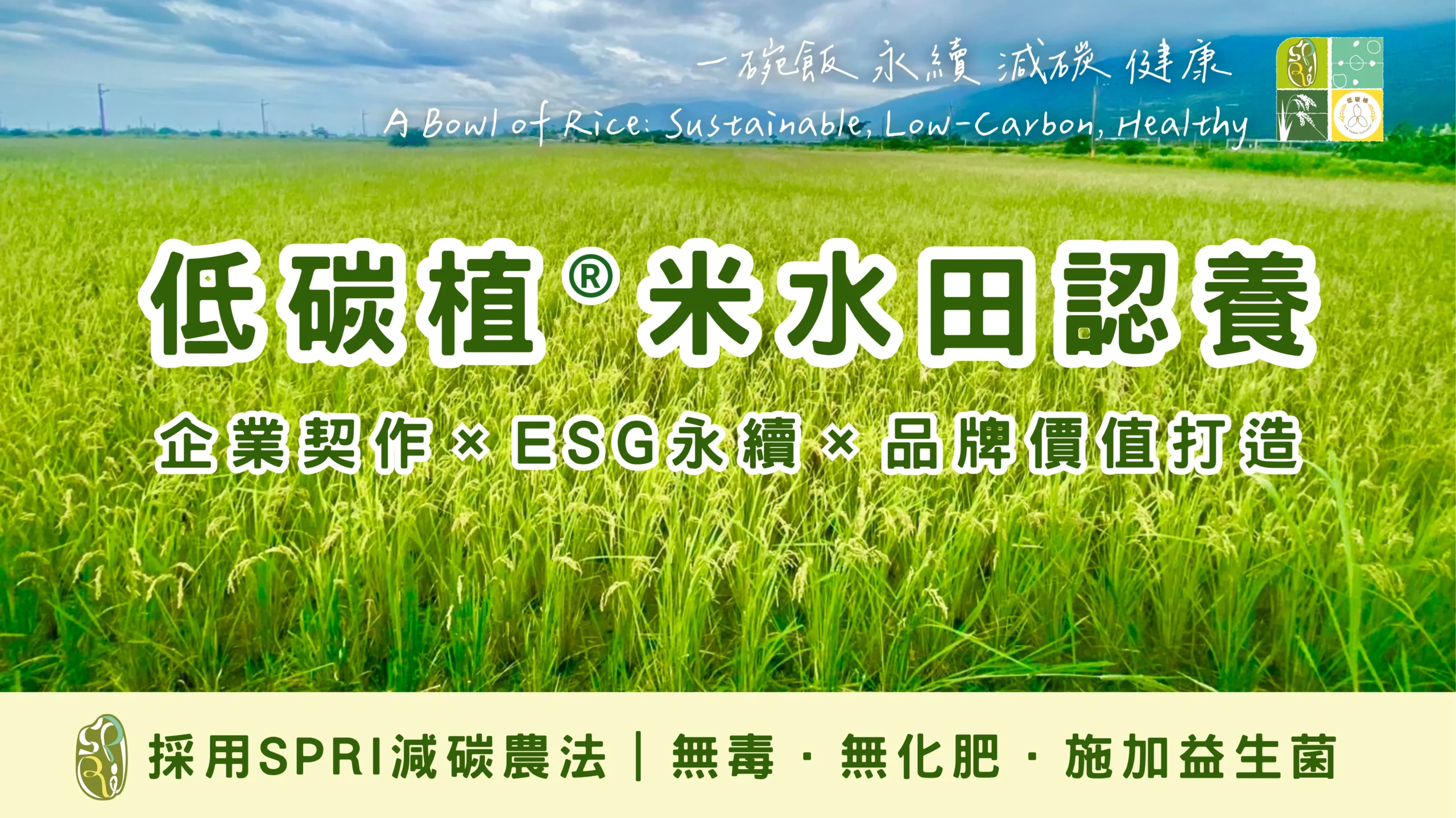 低碳植米水田認養計畫，企業契作結合ESG永續農業｜Low-carbon rice field adoption for corporate ESG in Taiwan
