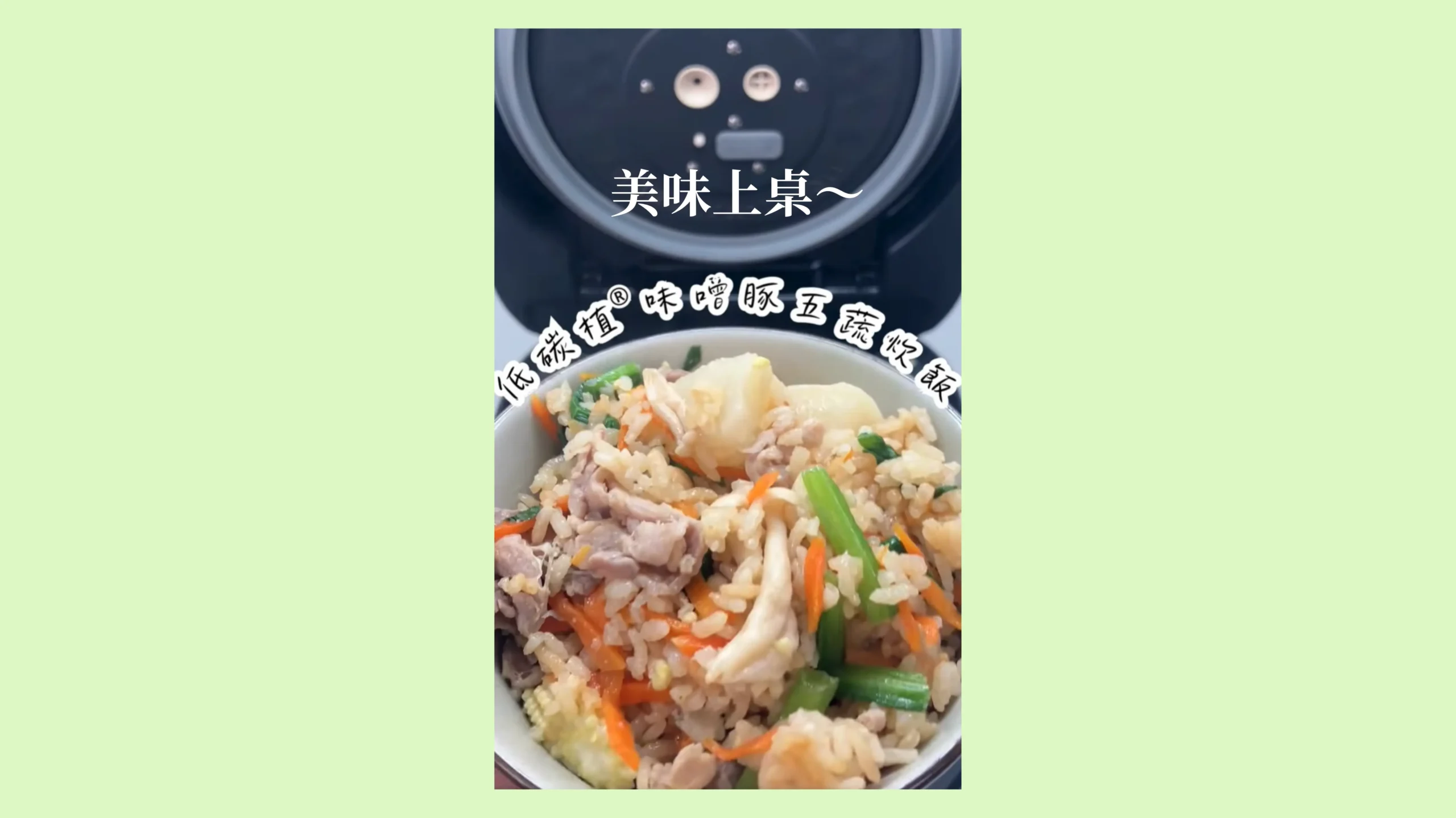 低碳植雞肉蔬菜炊飯完成料理
