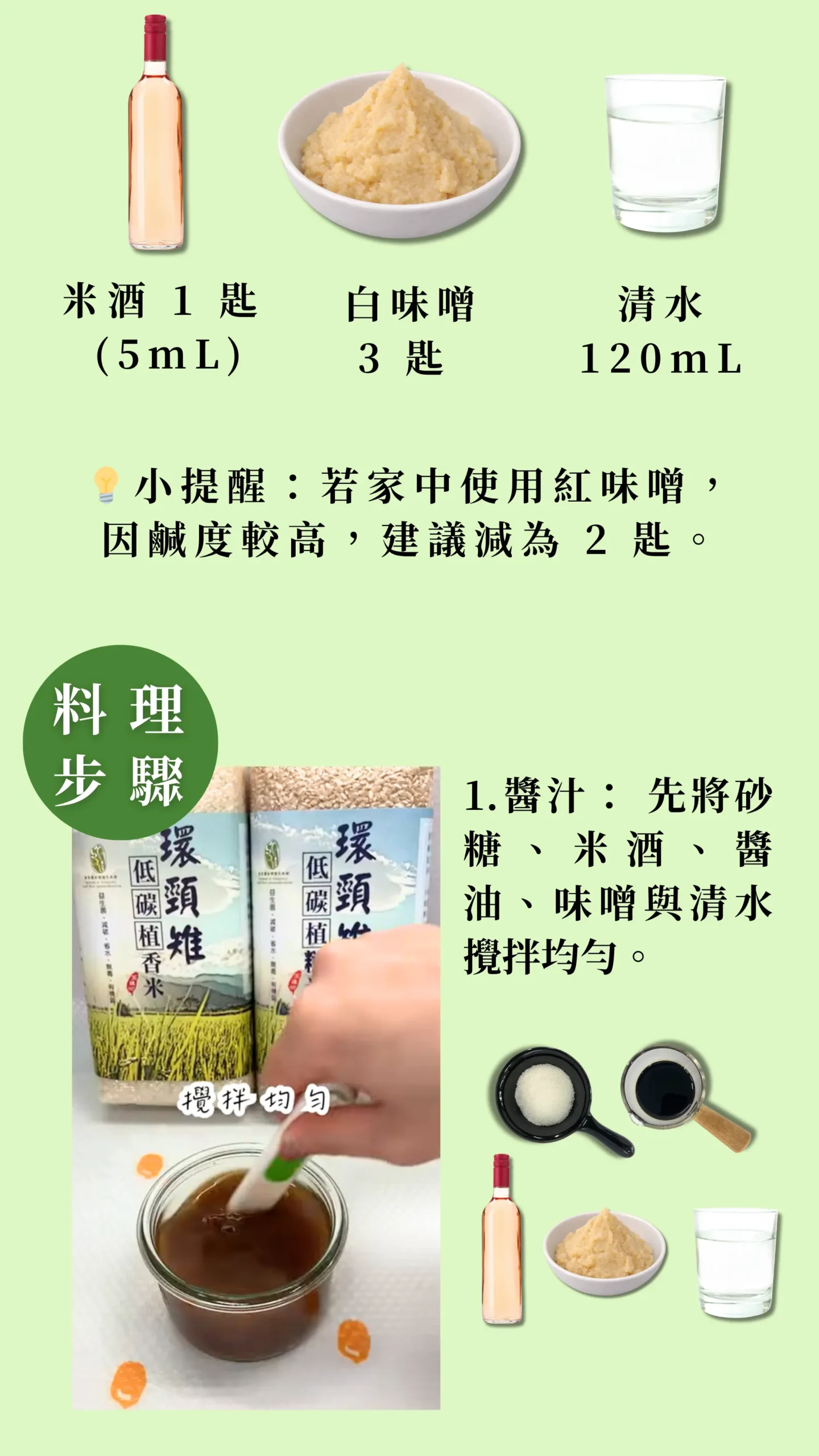 低碳植料理醬料比例與製作步驟